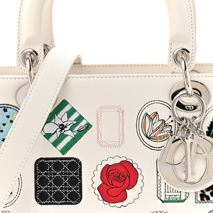 Christian Dior Smooth Calfskin Patch Embellished Medium Lady Dior White 8 of 12