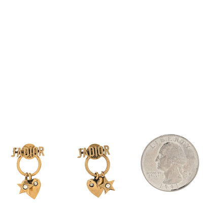 Christian Dior Metal Heart Star J'adior Drop Earrings Antique Gold 2 of 4