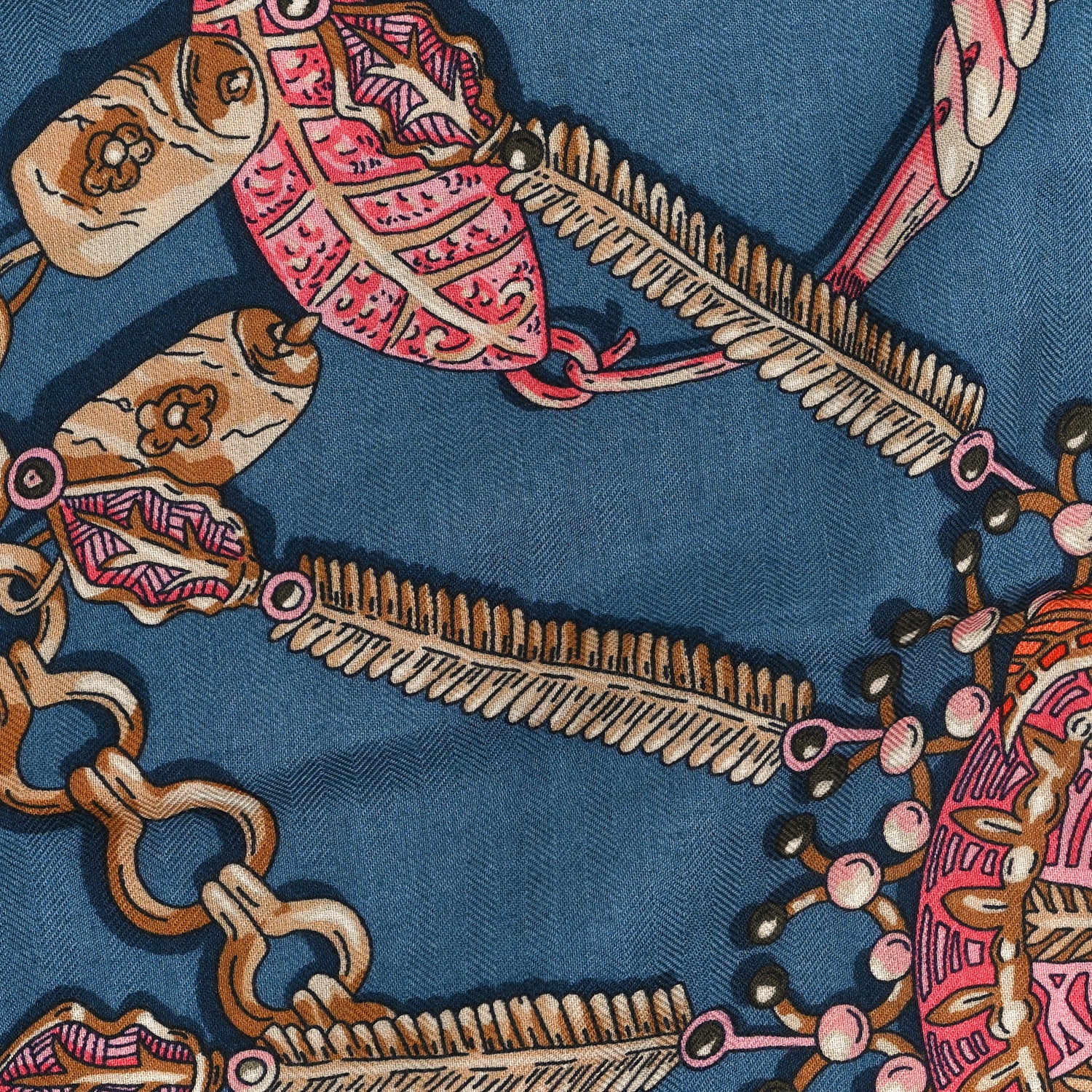 Hermes Cashmere Silk Zenobie Reine De Palmyre Shawl 140 Turquoise Turquoise Rose Gris Bleuete 3 of 3