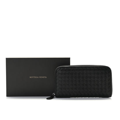 Bottega Veneta Goatskin Intrecciato Zip Around Wallet Black 4 of 9