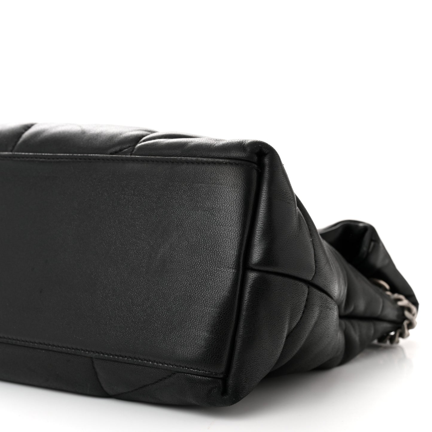 Lambskin Quilted Medium Loulou Puffer Monogram Chain Satchel Black