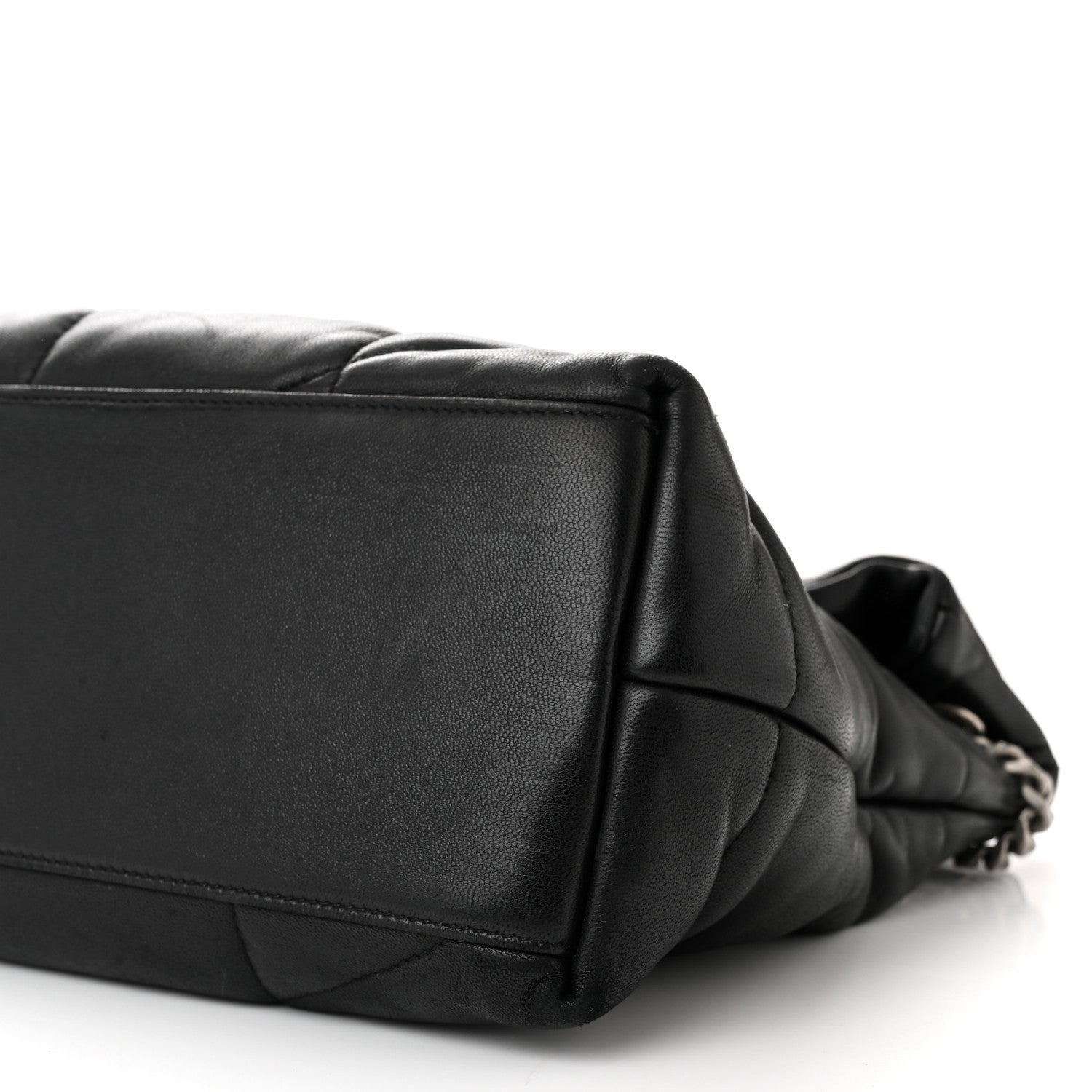 Saint Laurent Lambskin Quilted Medium Loulou Puffer Monogram Chain Satchel Black 10 of 10