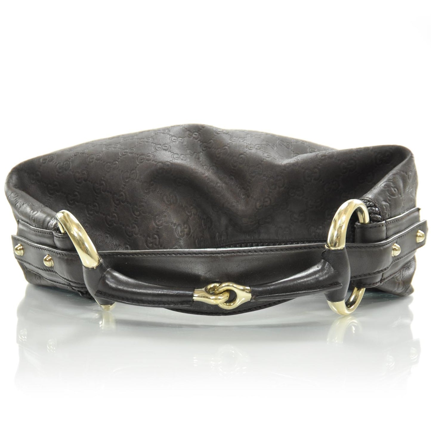 Guccissima Large Horsebit Chain Hobo Dark Brown