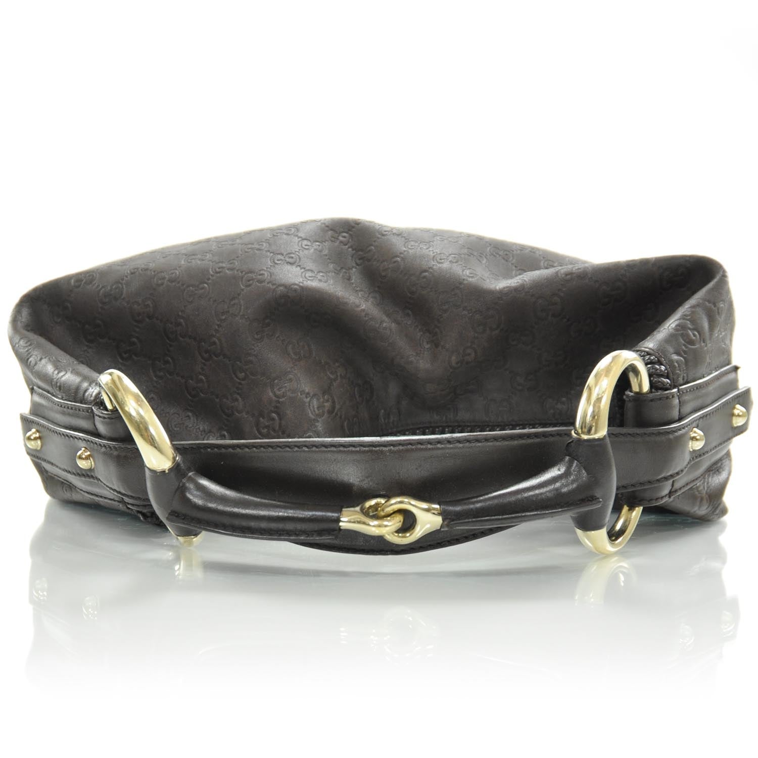 Gucci Guccissima Large Horsebit Chain Hobo Dark Brown 5 of 9