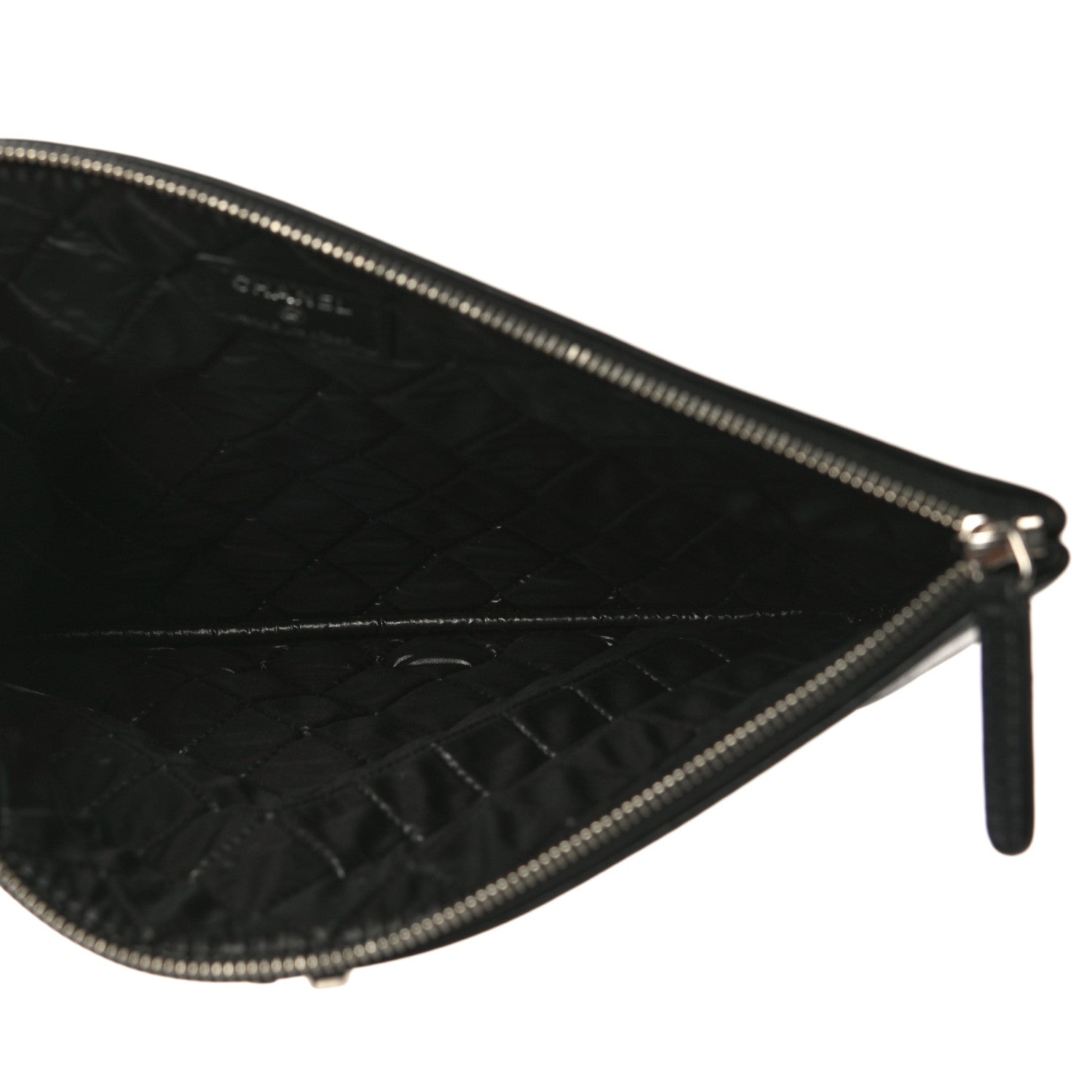 Chanel Sheepskin Quilted Medium Vintage Mademoiselle Cosmetic Case Black 5 of 14