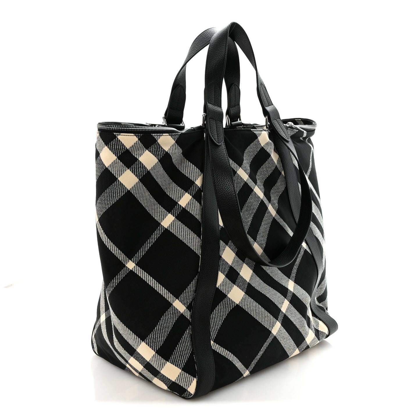 Jacquard Check Festival Tote Black White