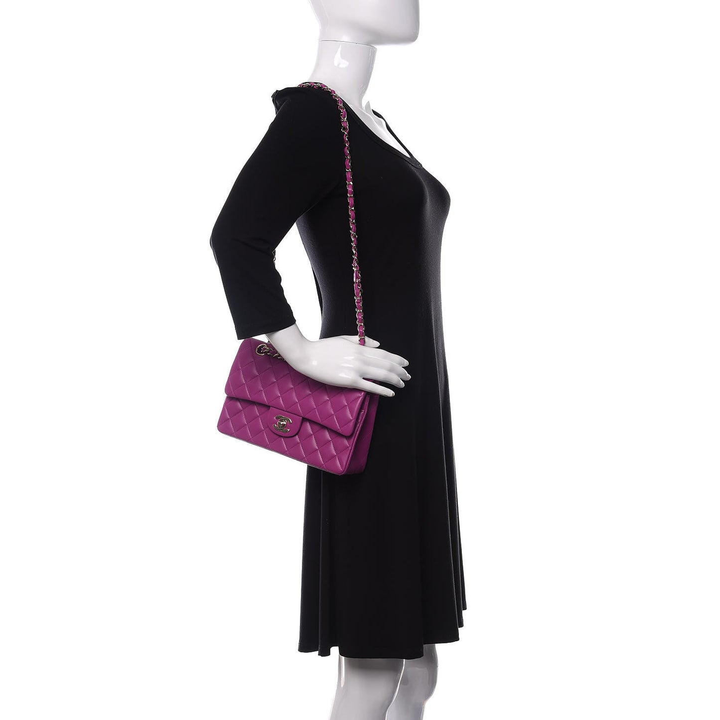 Lambskin Quilted Small Double Flap Purple