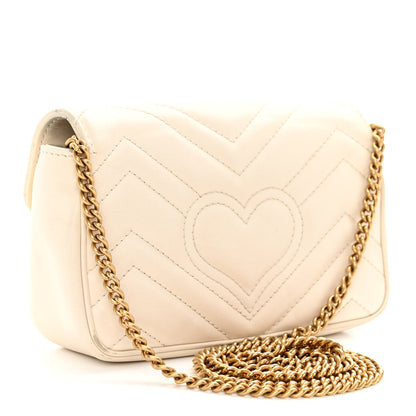 Gucci Calfskin Matelasse Super Mini GG Marmont Shoulder Bag White 3 of 11