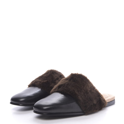 Gucci Malaga Kid Faux Fur Mens Lawrence Slippers 8 Black 3 of 10