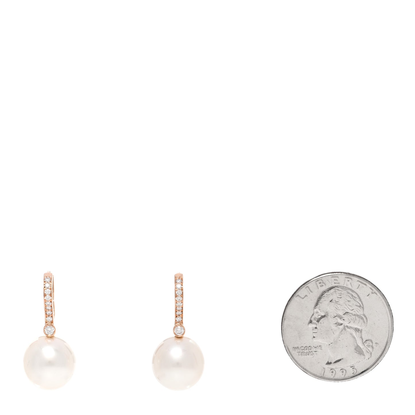 18K Rose Gold Diamond South Sea Cultured Pearl Noble Drop Earrings