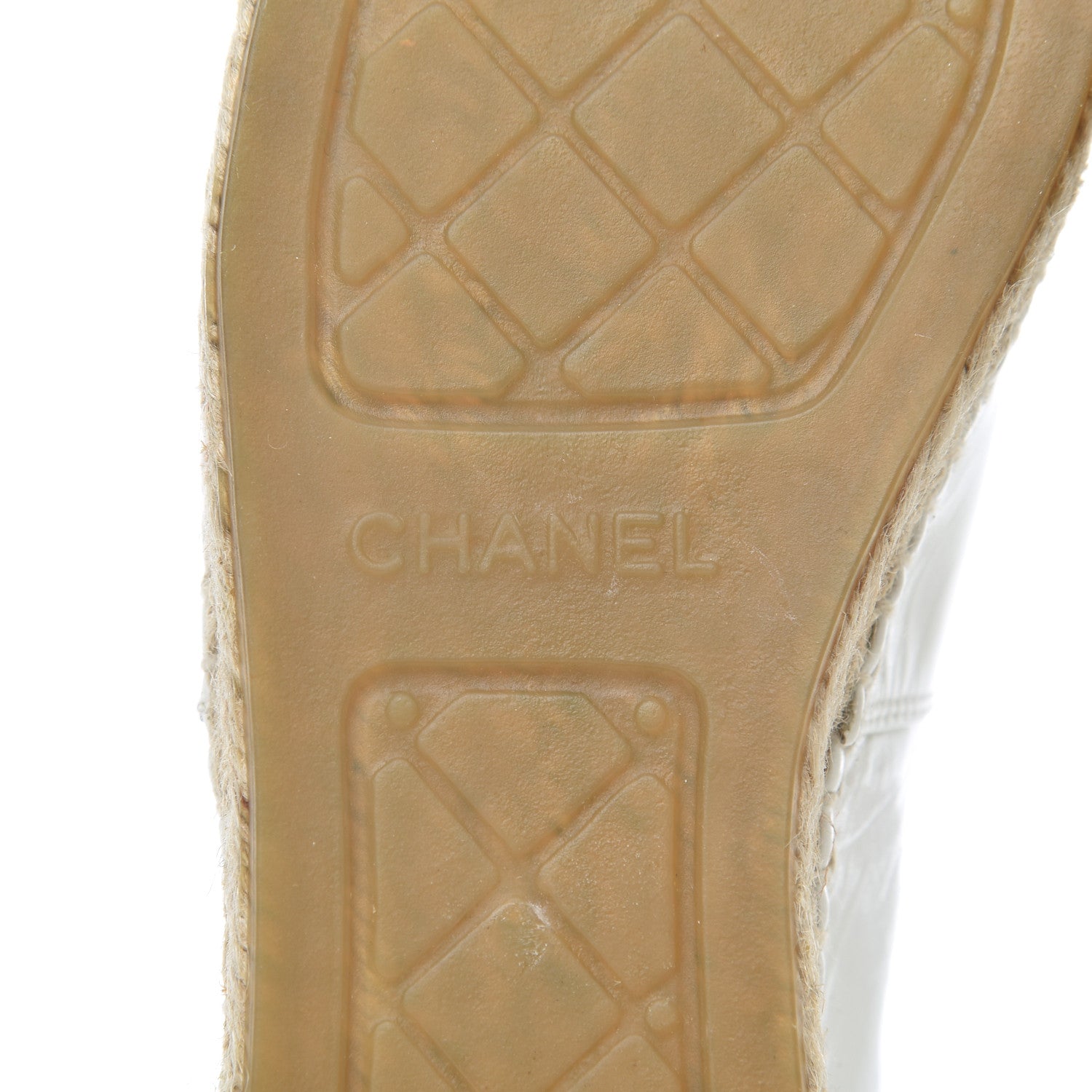 Chanel Distressed Patent CC Espadrilles 39 White Silver 7 of 12