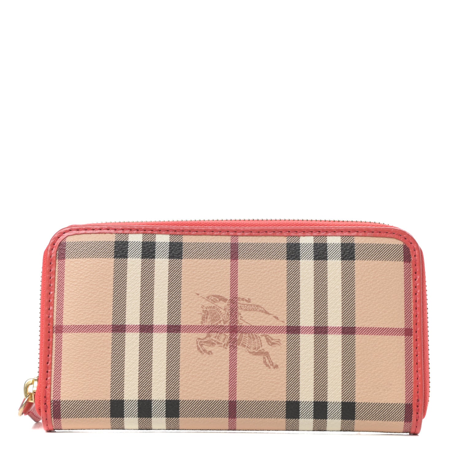 Burberry Haymarket Check Large Ziggy Zip Around Wallet Red 1 of 6