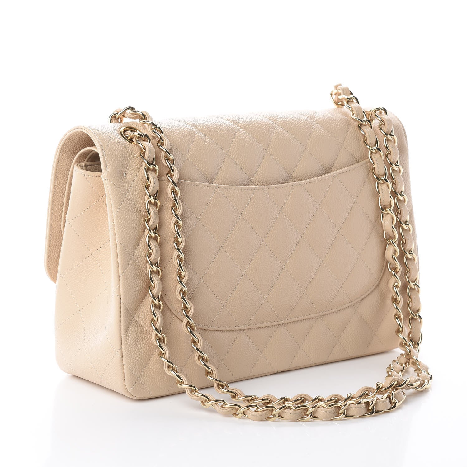 Chanel Caviar Quilted Jumbo Double Flap Light Beige 2 of 9