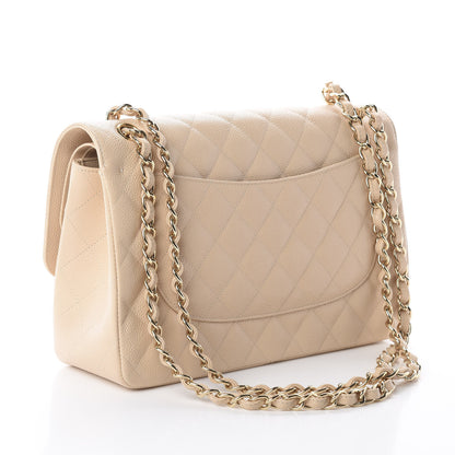 Chanel Caviar Quilted Jumbo Double Flap Light Beige 2 of 9