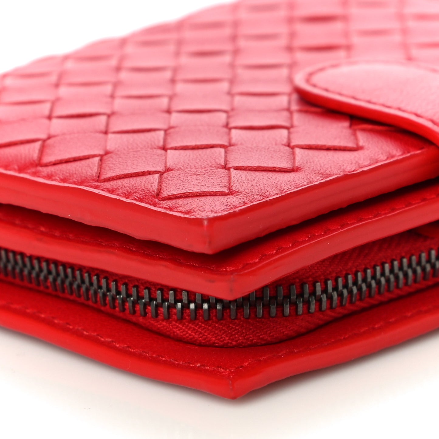 Nappa Intrecciato French Compact Wallet Bright Red