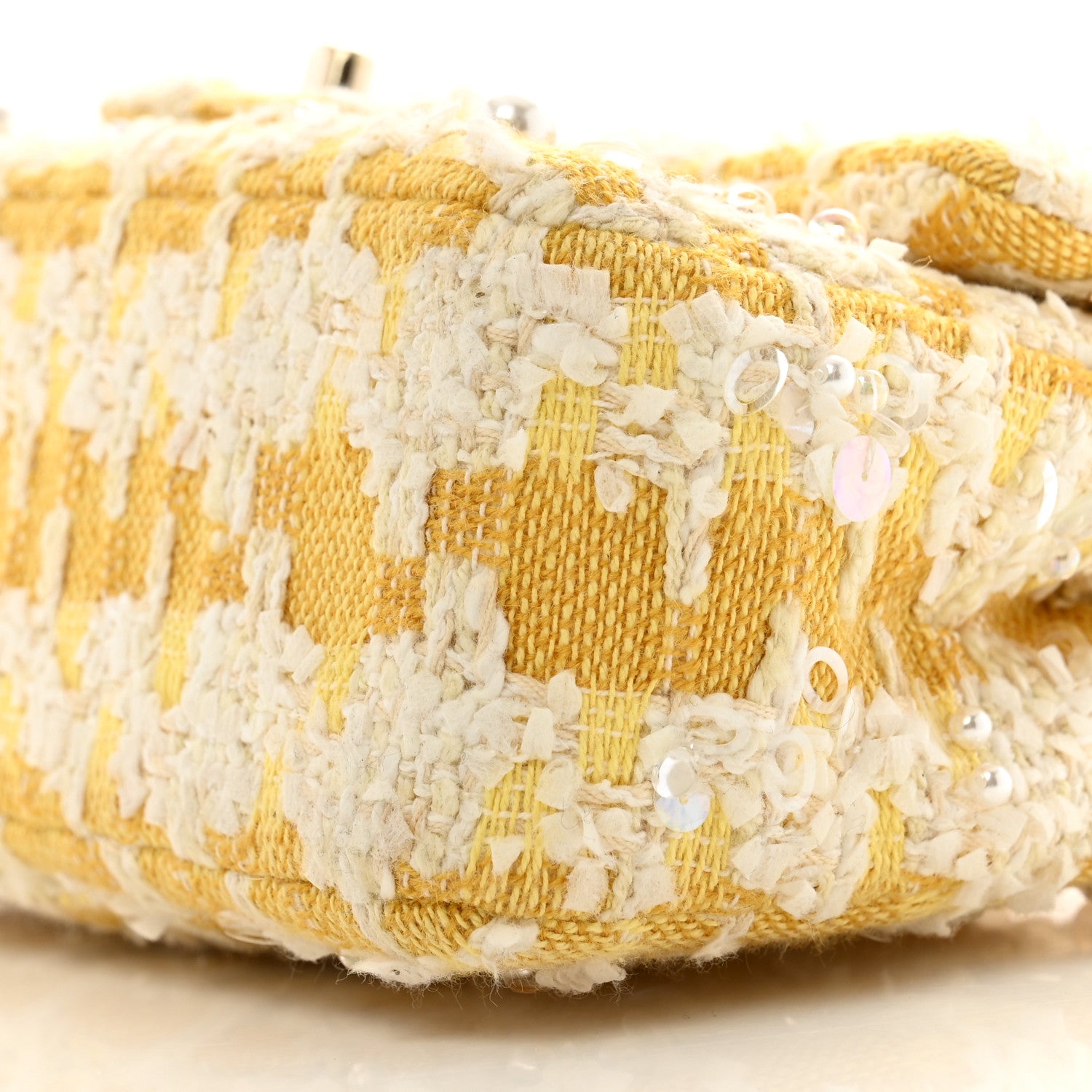 Chanel Tweed Beaded Mini Rectangular Flap Yellow White 9 of 12