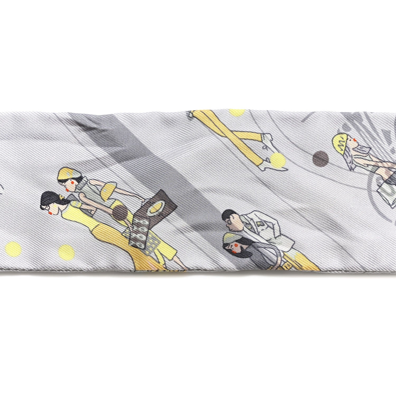 Hermes Silk Ex-Libris Les Parisie Twilly Gris Perle Jaune Soufre 8 of 8