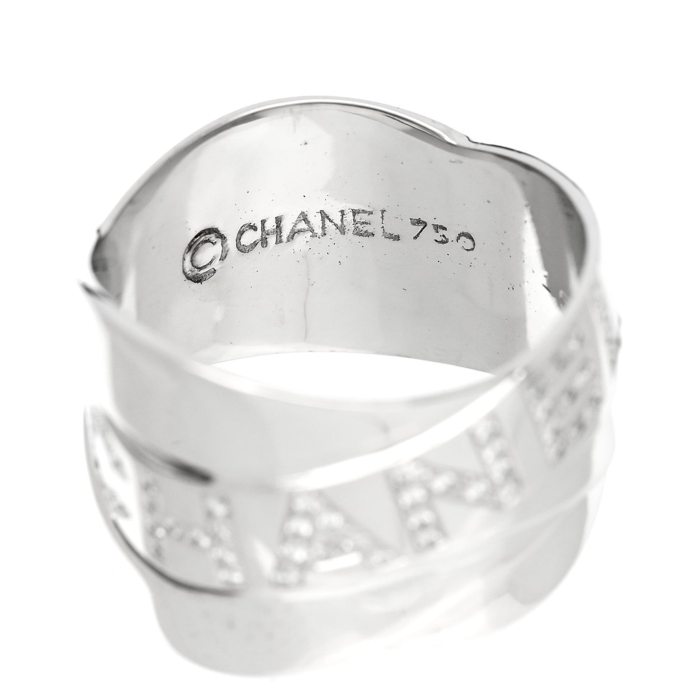 18K White Gold Diamond Bolduc Ring 54 7