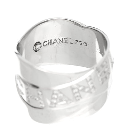 Chanel 18K White Gold Diamond Bolduc Ring 54 7 4 of 6