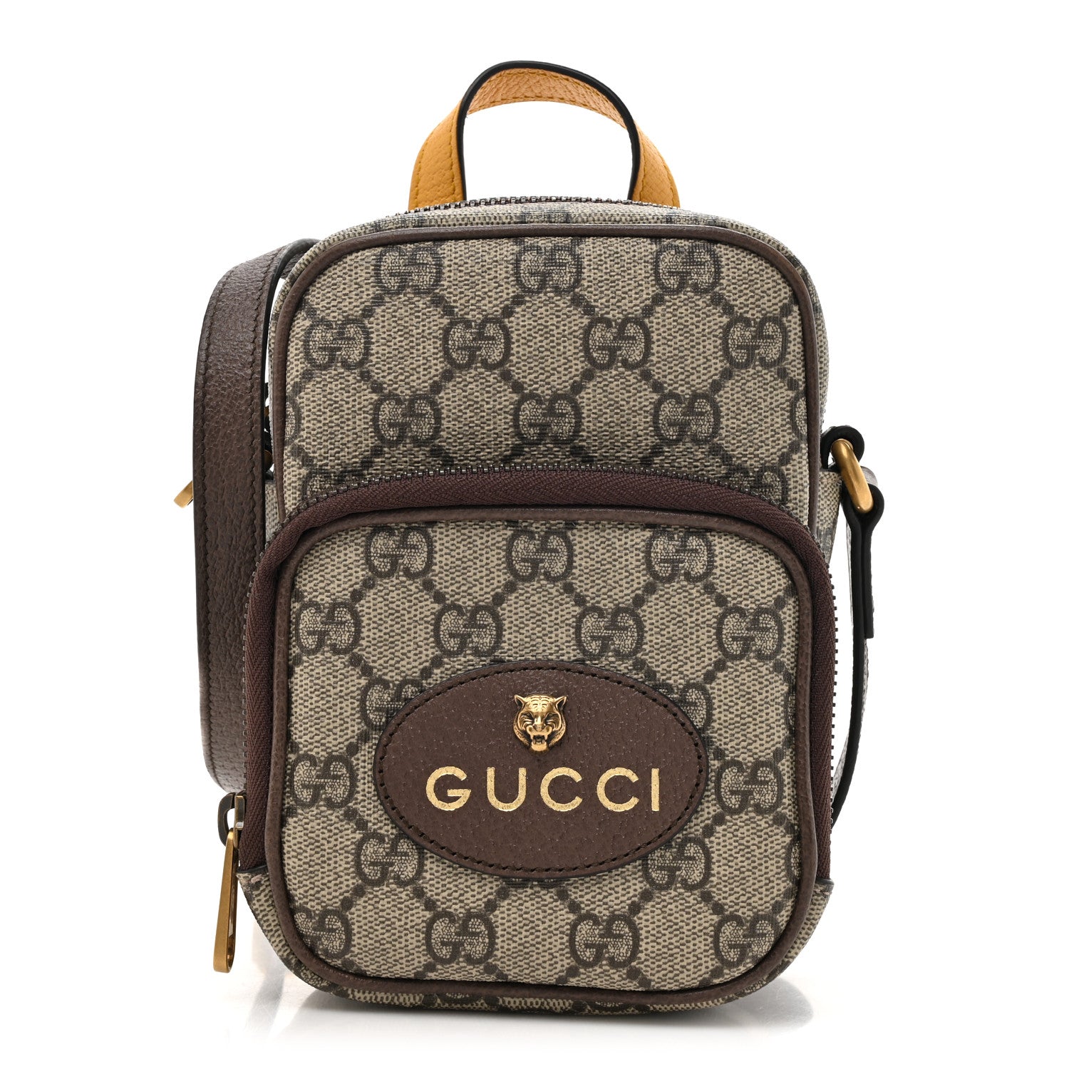 Gucci GG Supreme Monogram Mini Neo Vintage Double Zip Messenger Bag Beige New Acero Crop 1 of 10
