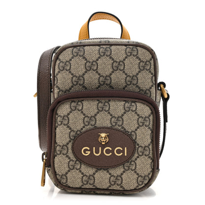 Gucci GG Supreme Monogram Mini Neo Vintage Double Zip Messenger Bag Beige New Acero Crop 1 of 10