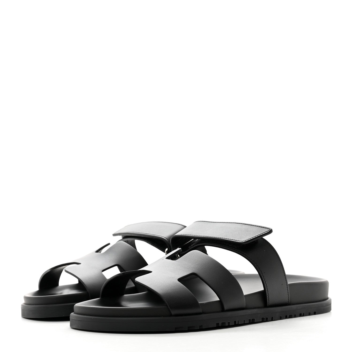 Hermes Calfskin Womens Chypre Sandals 40.5 Black 3 of 9