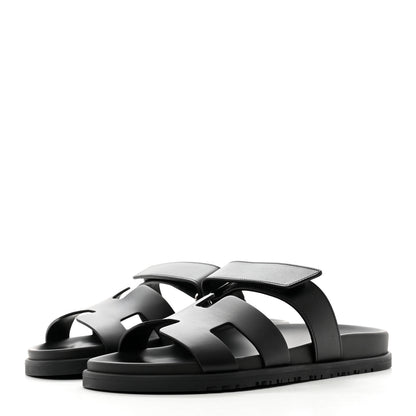 Hermes Calfskin Womens Chypre Sandals 40.5 Black 3 of 9