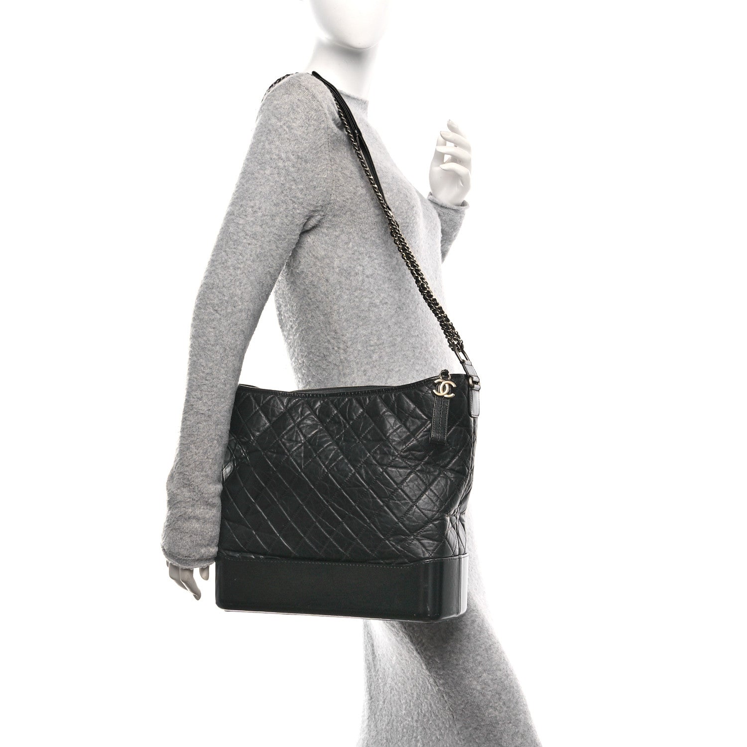 Chanel Aged Calfskin Quilted Maxi Gabrielle Hobo Black 2 of 10