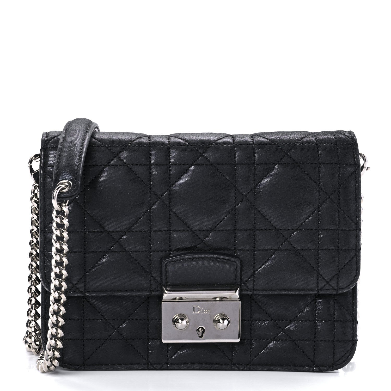 Christian Dior Metallic Calfskin Cannage Miss Dior Promenade Pouch Black 1 of 8