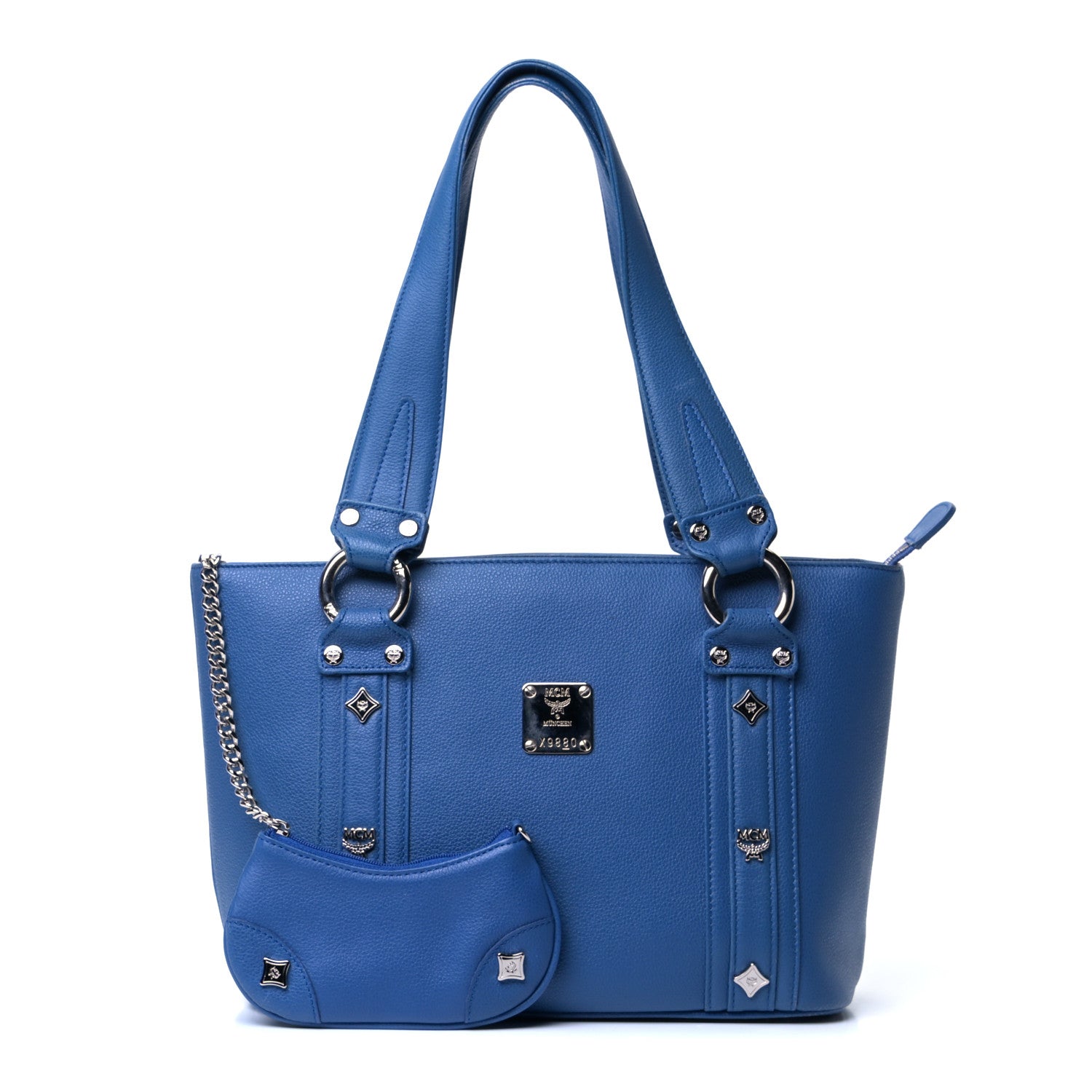 MCM Grained Calfskin Mini Tote Blue 1 of 6