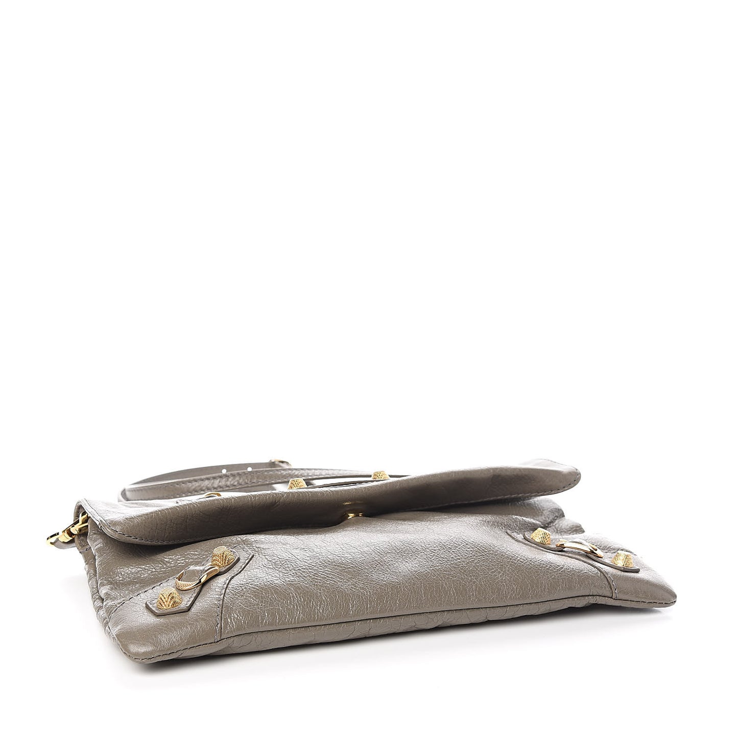 Agneau Giant 12 Gold Hardware Envelope Strap Clutch Beige Liege