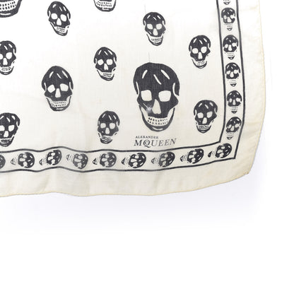 Alexander McQueen Silk Chiffon Skull Scarf Ivory Black 2 of 7