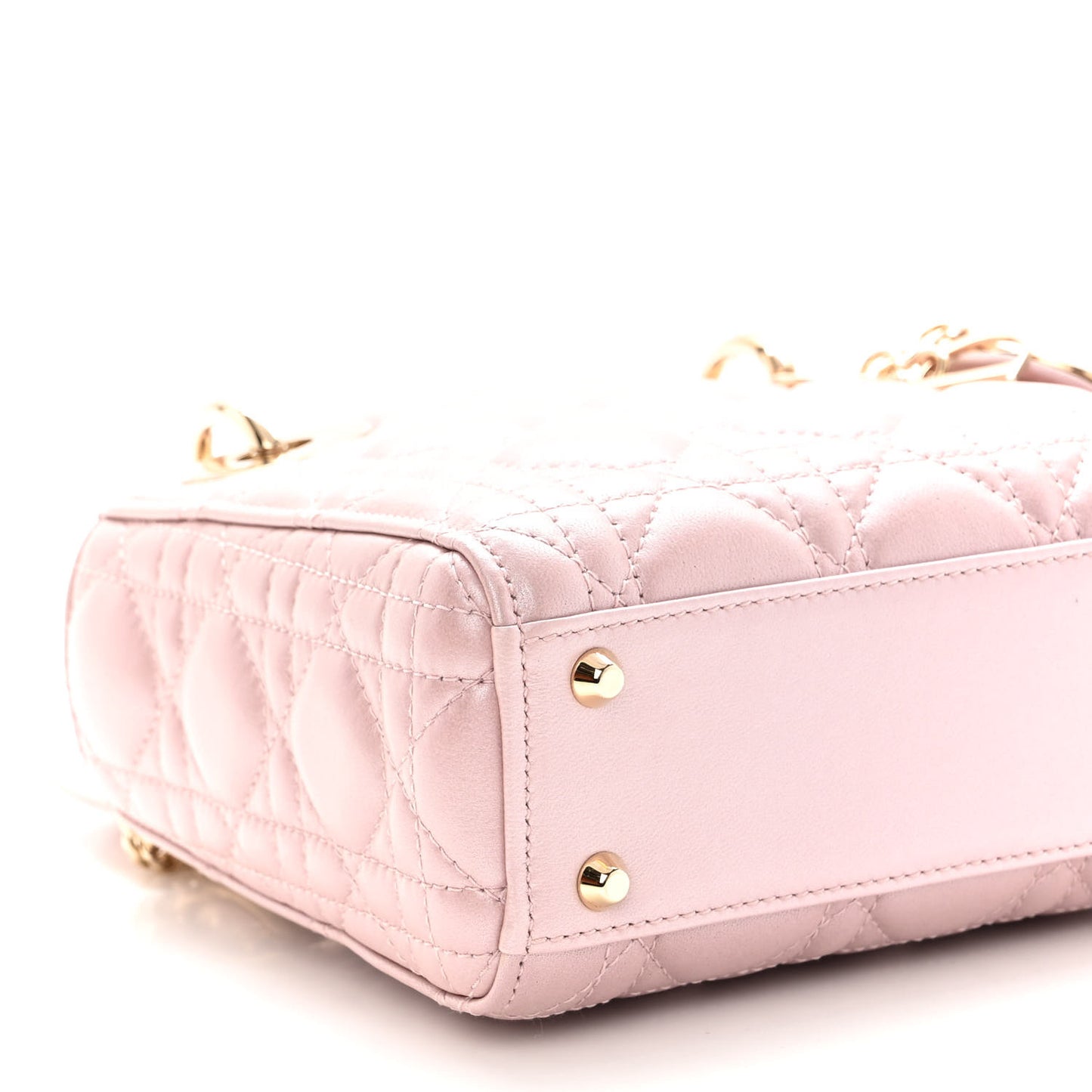 Metallic Lambskin Cannage Mini Lady Dior Lotus