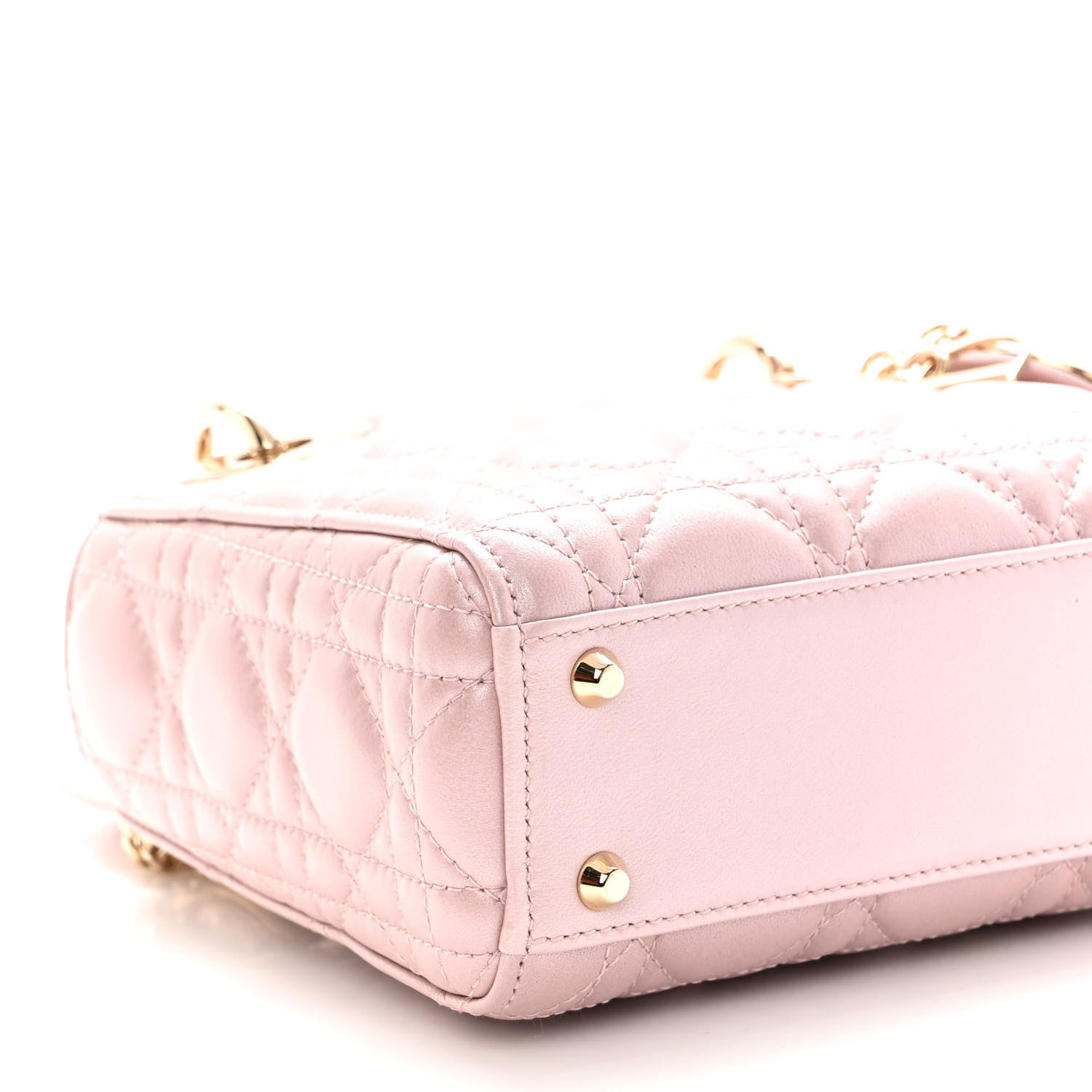 Christian Dior Metallic Lambskin Cannage Mini Lady Dior Lotus 8 of 9