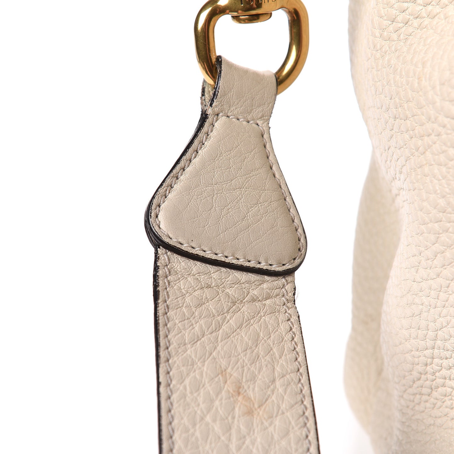 Pebbled Calfskin Twill Medium Top Handle Satchel White