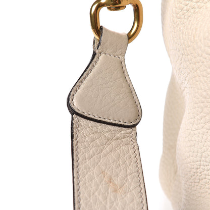 Gucci Pebbled Calfskin Twill Medium Top Handle Satchel White 19 of 25