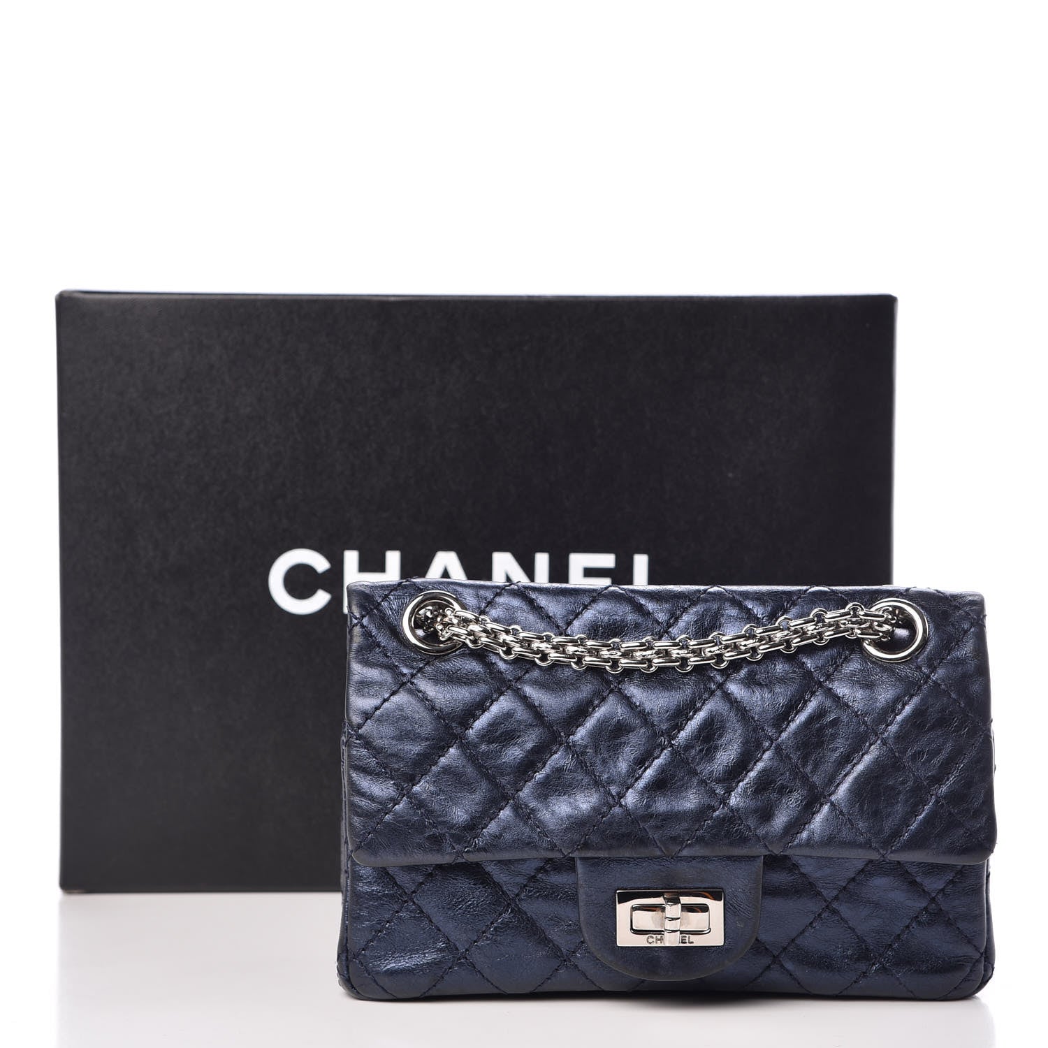 Chanel Metallic Aged Calfskin Quilted 2.55 Reissue 224 Flap Blue 11 of 11