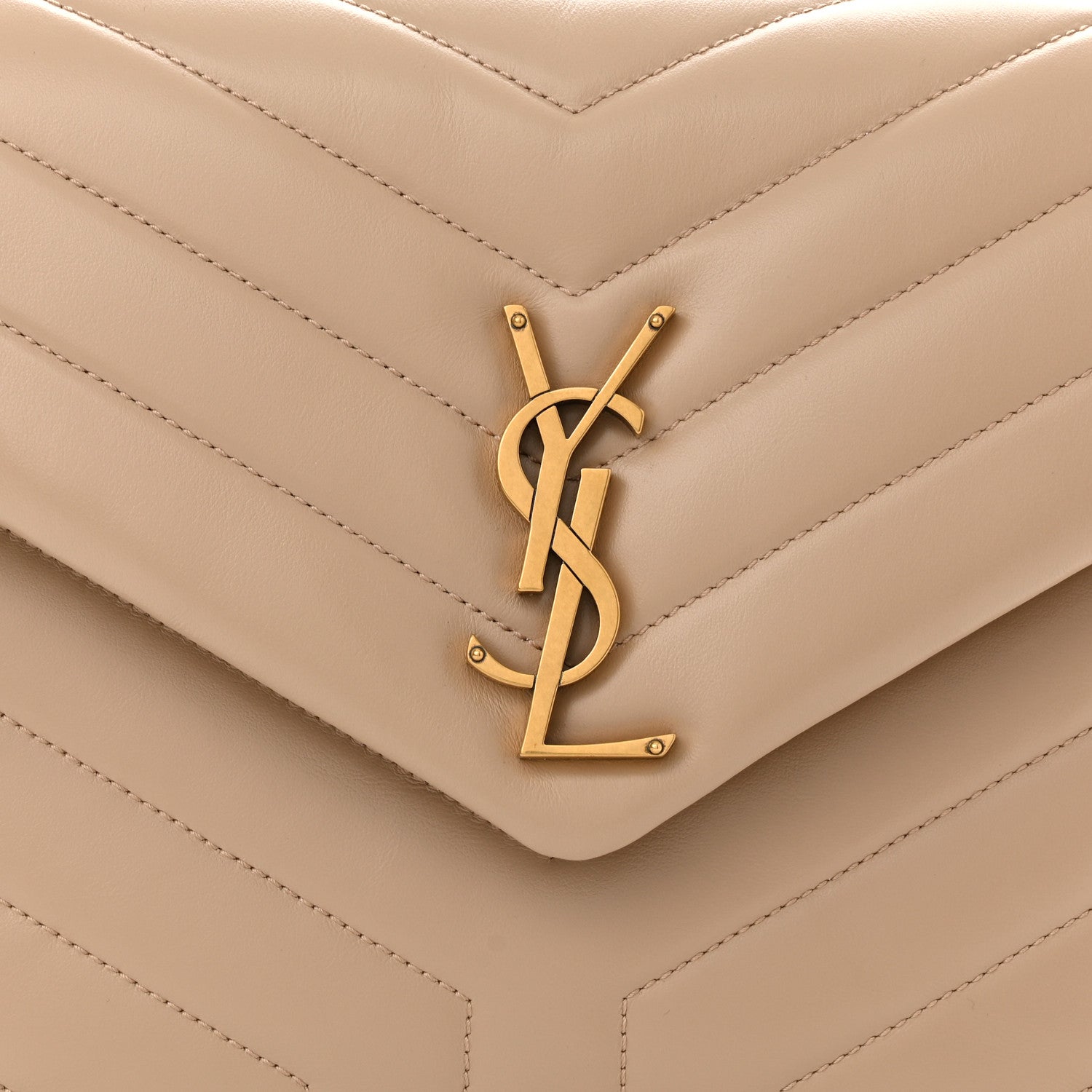Saint Laurent Calfskin Y Quilted Monogram Medium Loulou Chain Satchel Dark Latte 8 of 10