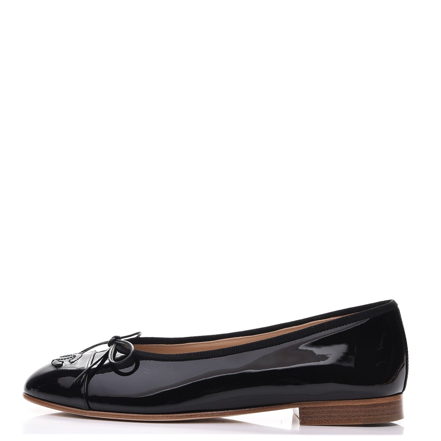 Patent CC Cap Toe Ballerina Flats 35.5 Black