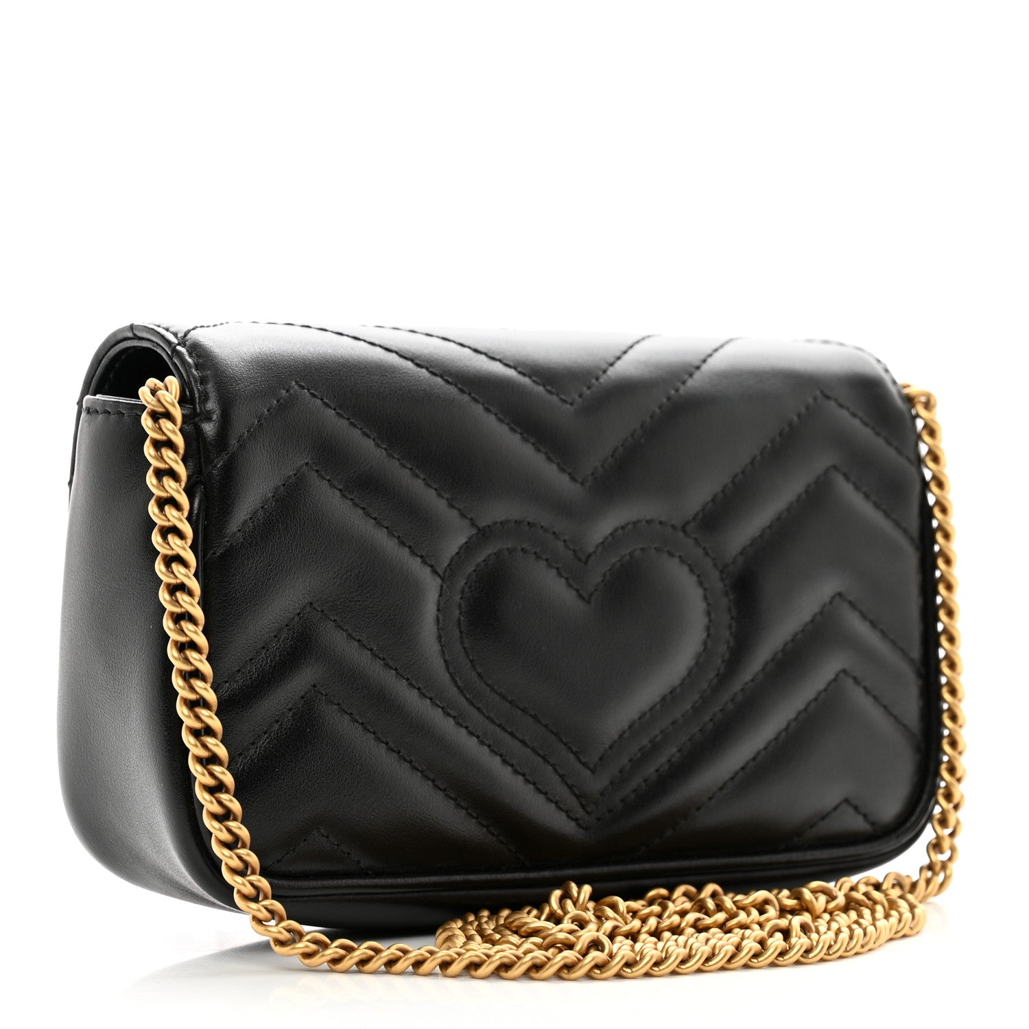 Gucci Calfskin Matelasse Super Mini GG Marmont Shoulder Bag Black 3 of 11