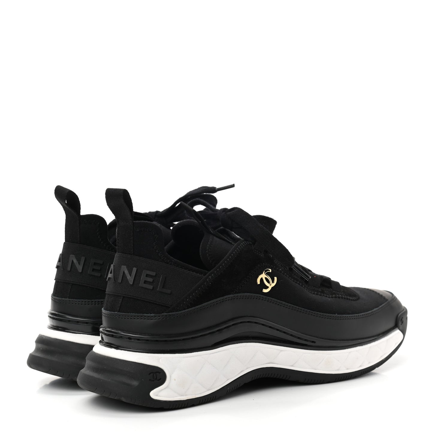 Velvet Calfskin Mixed Fibers CC Sneakers 40 Black