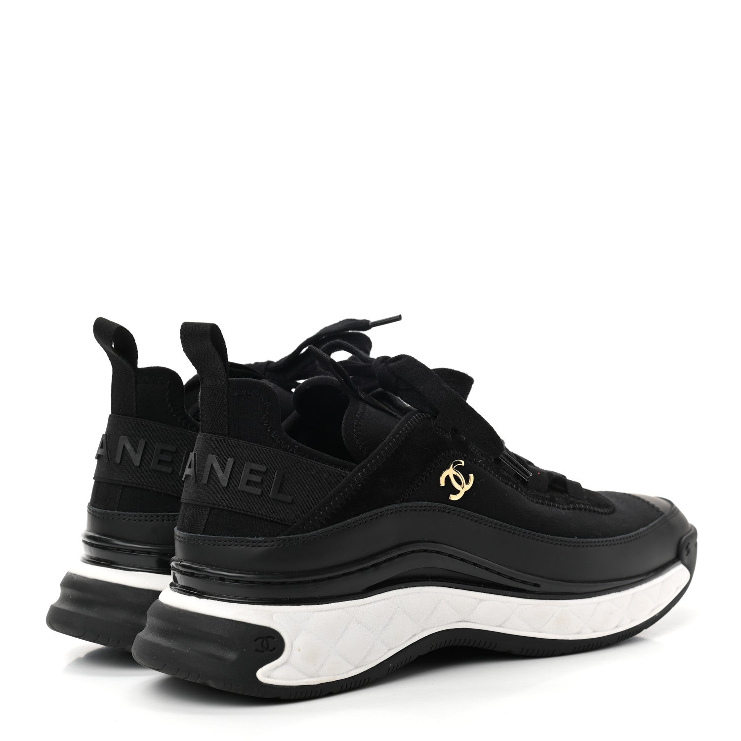 Chanel Velvet Calfskin Mixed Fibers CC Sneakers 40 Black 4 of 9