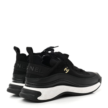 Chanel Velvet Calfskin Mixed Fibers CC Sneakers 40 Black 4 of 9