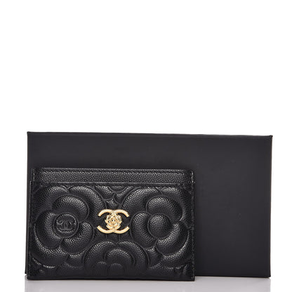 Chanel Caviar Camellia Embossed Card Holder Black 9 of 9