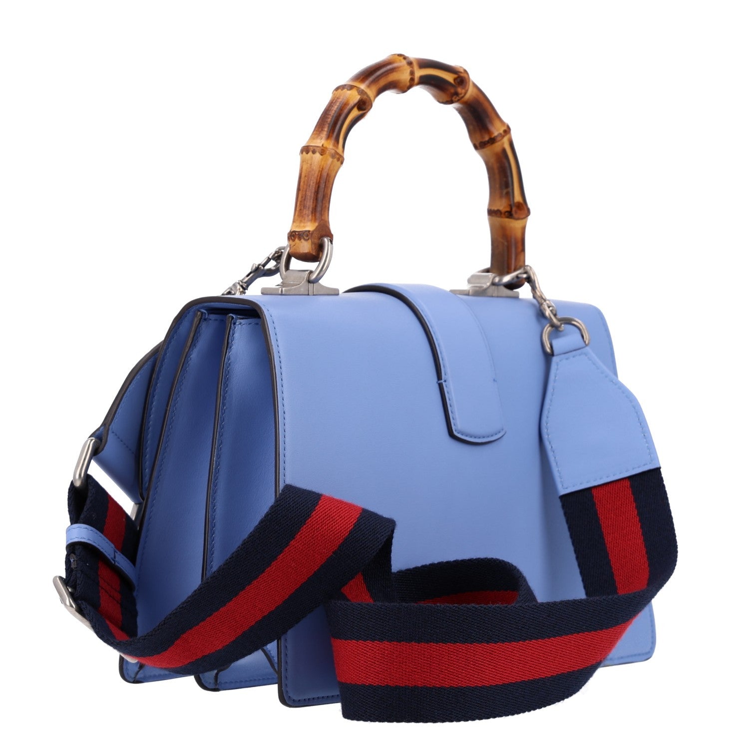 Gucci Calfskin Bamboo Web Embroidered Medium Dionysus Top Handle Bag Light Blue 3 of 11