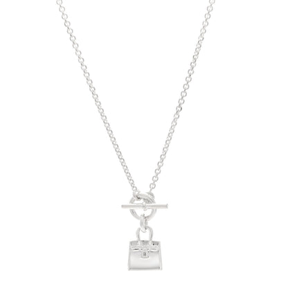 Hermes Sterling Silver Birkin Amulette Pendant Necklace 1 of 6