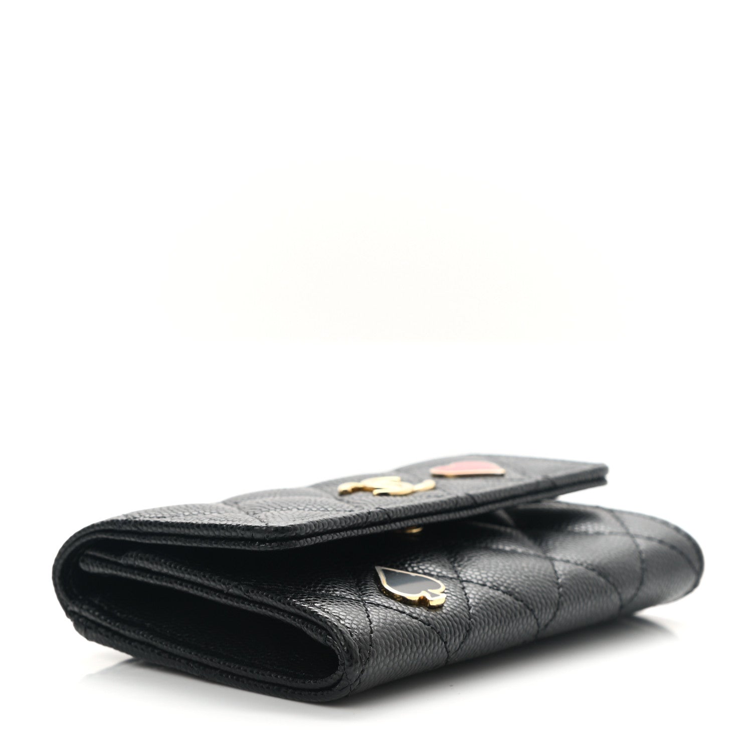 Chanel Caviar Quilted Enamel Coco Casino Flap Card Holder Wallet Black 4 of 8