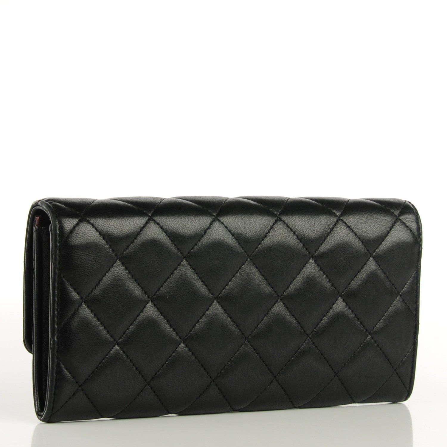Chanel Lambskin Quilted Large Gusset Flap Wallet Black 3 of 8