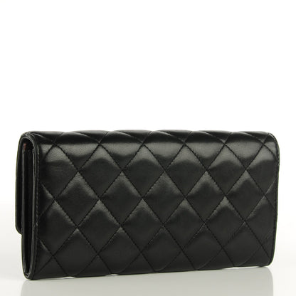 Chanel Lambskin Quilted Large Gusset Flap Wallet Black 3 of 8