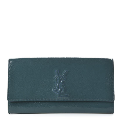 Saint Laurent Textured Patent Monogram Small Belle De Jour Clutch Turquoise 1 of 9